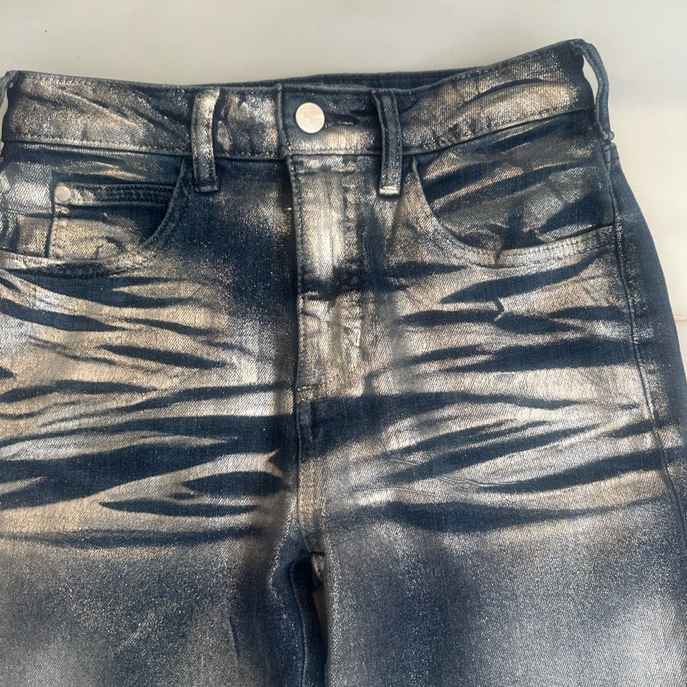 Pilcro Metallic Blue Wide-Leg Jeans - Picture 6 of 8